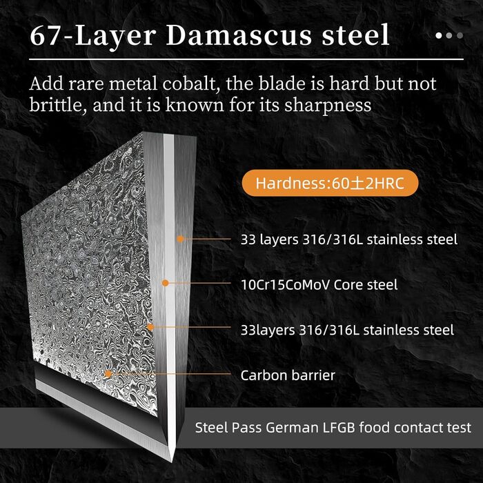 Набор профессиональных кухонных ножей из дамасской стали 9 предметов NANFANG BROTHERS