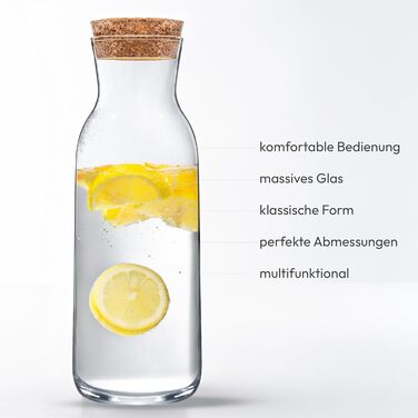 Скляний графин 1 л з кришкою 3 шт KONZEPT