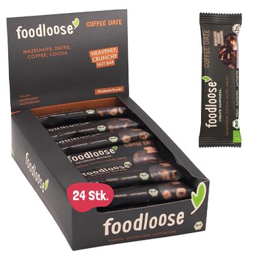 Органічні горіхові батончики fooloose Веганські органічні батончики без лактози та глютену, без рафінованого цукру Упаковка оптом із 6 різними сортами (24 батончики x 35 г) ука (упаковка з 24 шт.) (Кавові фініки, 24 шт. и (1 упаковка))