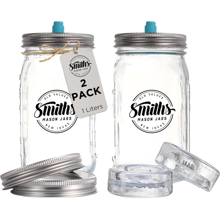 Скляні банки для консервації 2 шт 1 л Smiths Mason Jars