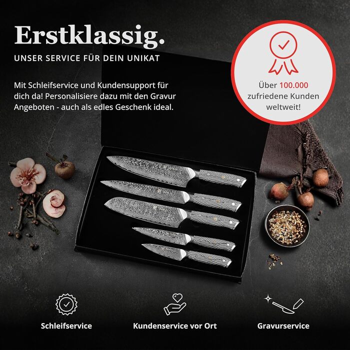 Кулінарний набір ножів з дамаської сталі Sycamore (6 предметів) 67 шарів, ядро з VG10, твердість 602 HRC, ручки з клена, хлібний ніж із серрейторною заточкою, магнітний тримач для ножів, професійні кухонні ножі для точного нарізання (Чорно-білий)