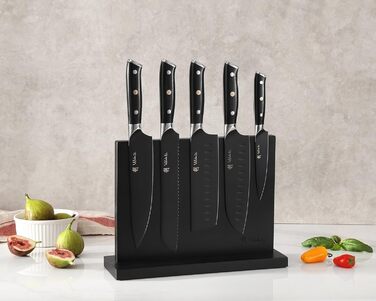 Набор кухонных ножей 5 предметов с магнитным блоком Wakoli