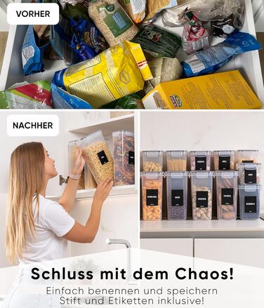 Набор из 4 контейнеров для хранения 2,8 л, прозрачный/черный Deco haus