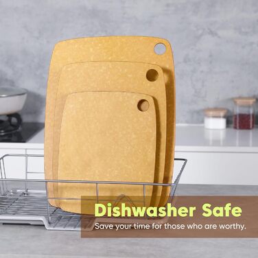 Набір обробних дощок BESTCOOK з деревного волокна, 3 шт., можна мити в посудомийній машині. Висока щільність, антипористі, без BPA, не туплять ножі. Ідеально підходять для нарізання мяса, овочів, сиру та хліба (дерево, SML)