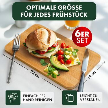 Набір з 6 бамбукових дощок для сніданку Blumtal, 22x14x0,8 см - антибактеріальні дерев&39яні дошки - дошки для сніданку - дошки для перекусу - обробні дошки 22 x 14 см