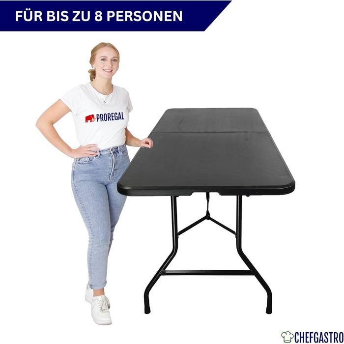 Складаний фуршетний стіл 180x74 см чорний CHEFGASTRO