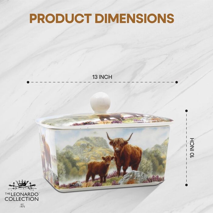 Маслянка з кришкою, китайська кераміка, з гарними акварельними мотивами, дизайн від Jennifer Rose Gallery для Busy Bees (біла або кремова)