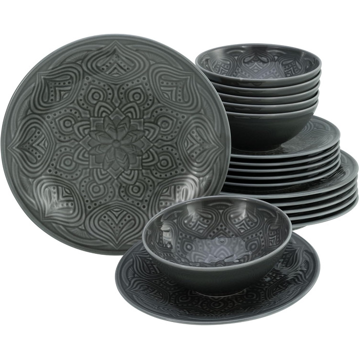 Набор тарелок на 6 персон, 18 предметов, Камень Orient Mandala Creatable