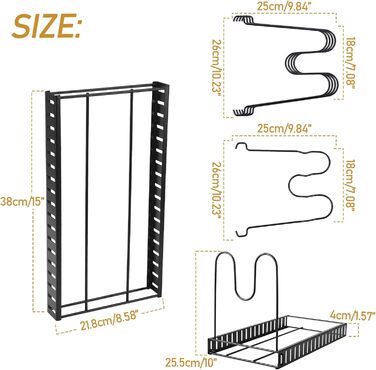 Кришки для каструль FNLLC, розширювачі Pfnnenhalter, кришка каструлі з 10 регульованими роздільниками, захист кришок від каструль, організовані кришки для каструль, тарілки, посуд і сковорідки (B)