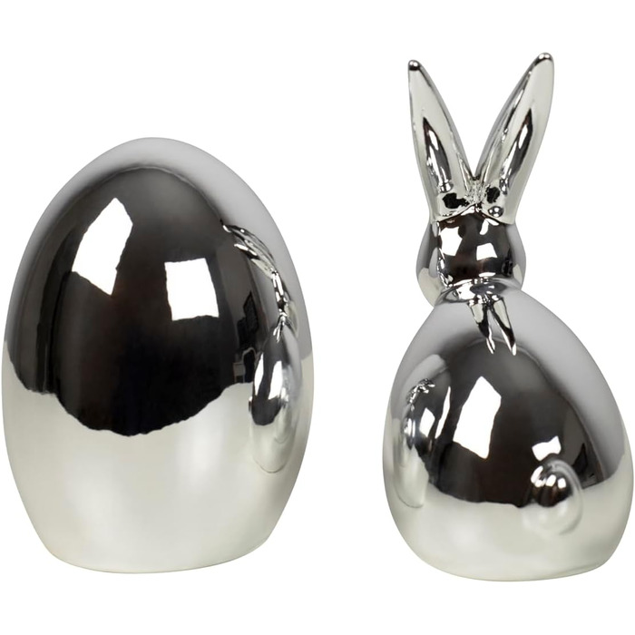 Набір декоративних елементів Heitmann керамічна пасхальна прикраса під порцеляну, для встановлення, біла, приблизно 12,5 x 10,5 x 8 см (яйце та кролик)