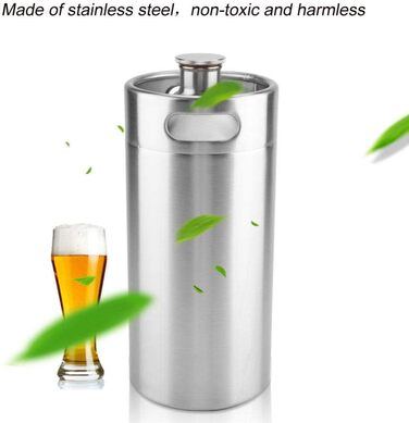 Міні-нержавіючий кег для пива 3.6л з гвинтовим кришкою портативний кег для домашнього пивоваріння, бару чи пабу