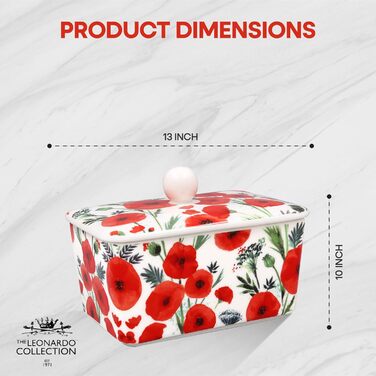 Маслянка з кришкою, китайська кераміка, з гарними акварельними мотивами, дизайн від Jennifer Rose Gallery для Busy Bees (червона/біла)