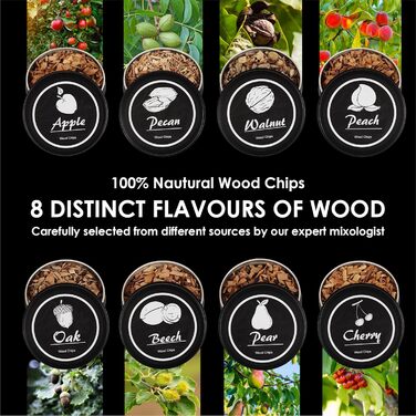 Набор для копчения коктейлей и классических напитков с факелом включает в себя 8 уникальных вкусов Smokeologist