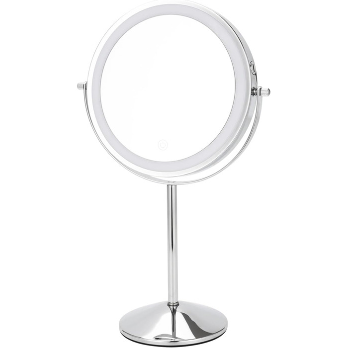 Зеркало косметическое 24 см настольное с подсветкой, Vialex