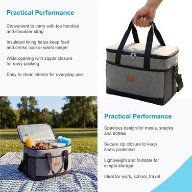 Портативна сумка-холодильник - Для перенесення гарячих або холодних напоїв та їжі. Ланч-сумка, термосумка, ізотермічна сумка, сумка-холодильник, 15 літрів.