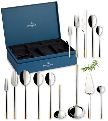Набір столових приборів на 12 персон, 70 предметів, часткова позолота Ella Villeroy & Boch