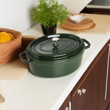 Чавунна жаровня/кокотниця STAUB, овальна 6,7 л, (31 см, базилік/зелений)
