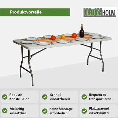 Складной фуршетный стол 180x75 см белый TRUTZHOLM