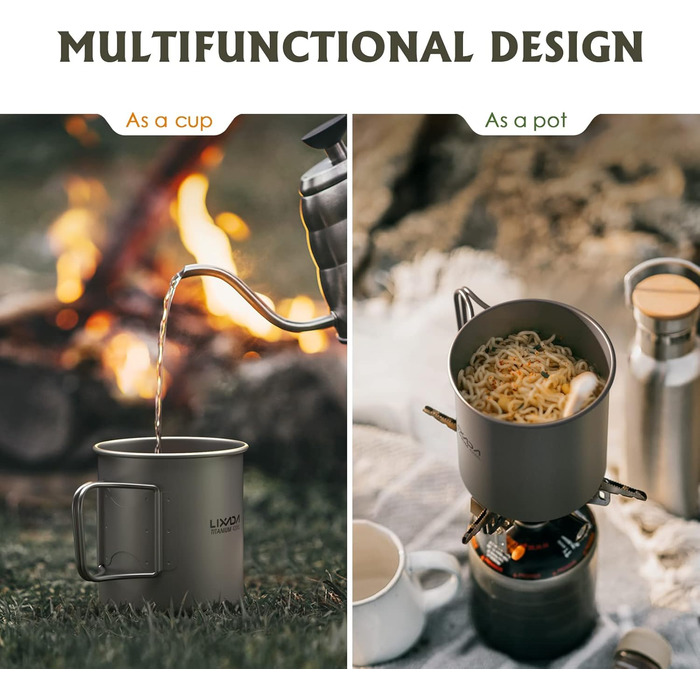 Титановый котелок-чашка для кемпинга Lixada