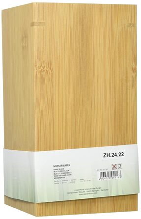 Блок для ножей Zassenhaus Eco Bamboo без ножа, дерево, семная вставка из щетины, 12x23 см, на 8-10 ножей, универсальный блок для ножей