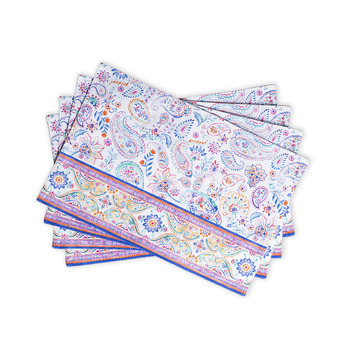 Бавовняні килимки, набір з 4 шт. , декоративні килимки, пасхальні килимки, що миються, для свят, вечерь, весни, літа (33 см x 48 см) (056 - Індійський квітковий візерунок), 39Hermine, 100