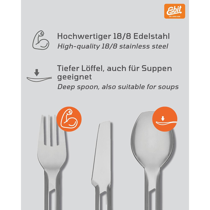 Набор столовых приборов для кемпинга из нержавеющей стали Esbit