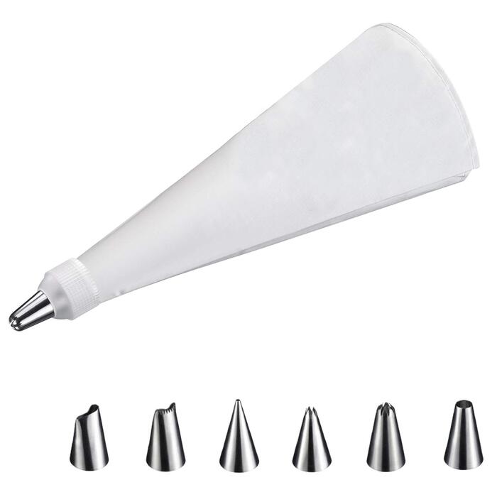 Кондитерський мішок 30 см та 6 сталевих насадок, кремово-білий Westmark