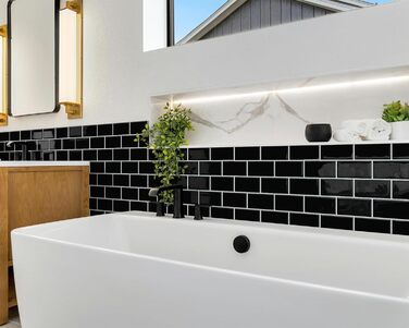 Мозаїчна плитка DEWOO 3D, наклейки на стіну, клейка плитка Metro, самоклеюча імітація плитки для кухні та ванної кімнати - штука, (30,5 x 30,5 см) (10, чорний)