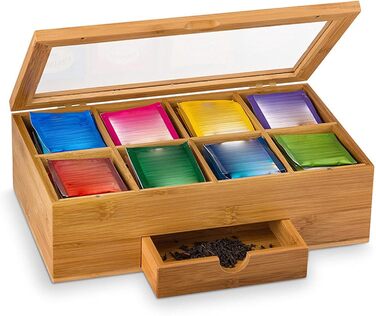 Органайзер для чайних пакетиків Generico, дерев&39яна коробка для зберігання чаю, органайзер для чаю з відділеннями, прозора акрилова коробка з віконцем, рішення для зберігання чаю, багатофункціональний органайзер, органайзер для ліків, стильний трима
