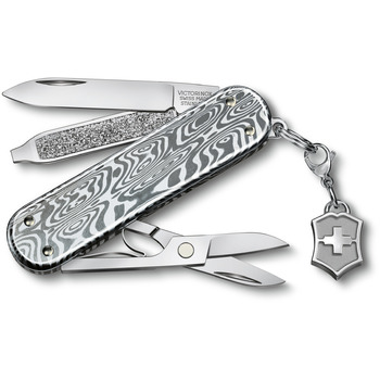Нож Victorinox Classic Brilliant Damast 58мм/5funk/дамасский + брелок логотип