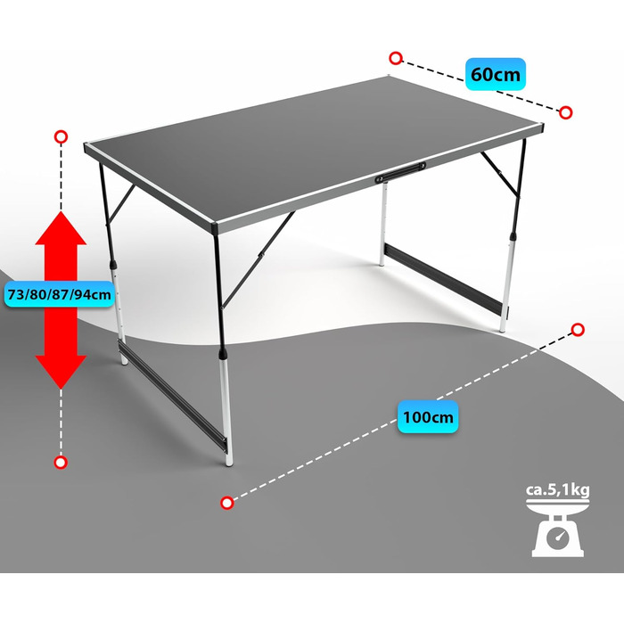 Багатофункціональний розкладний стіл 100x60 см BigDean