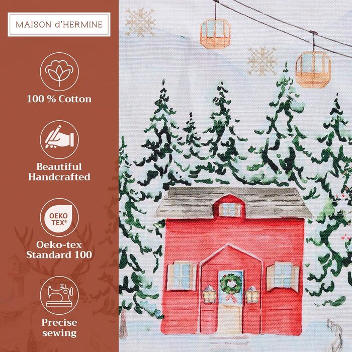 Бавовняні килимки для серветок, набір з 4 шт. , декоративні килимки для серветок, пасхальні килимки, що миються, для свят, вечерь, весни, літа (33 см x 48 см) (18 - Сільське Різдво), 39Hermine 100