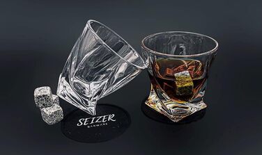 Набір склянки для віскі, 2 келихи для віскі 8 каменів для віскі в дерев'яній рамі подарункова коробка SEIZER