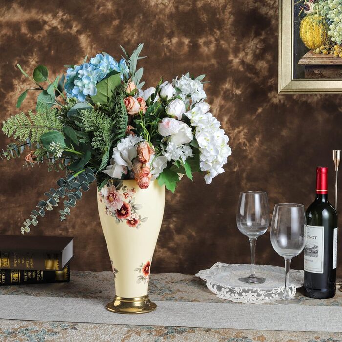 Вінтажна порцелянова ваза для квітів fanquare, вази для прикраси столу, керамічні вази для квітів ручної роботи для весіль, золота ваза