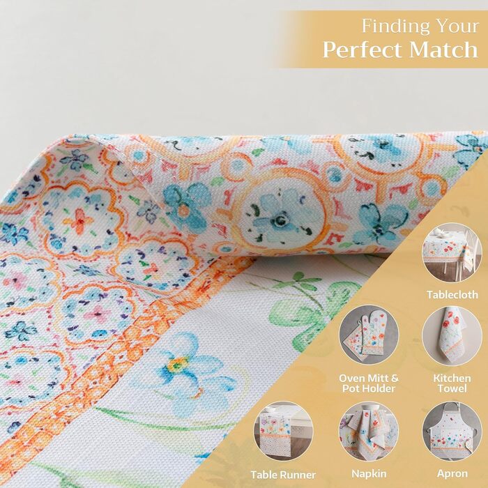 Бавовняні килимки для серветок, набір з 4 шт. , декоративні килимки для серветок, пасхальні килимки, що миються, для свят, вечерь, весни, літа (33 см x 48 см) (029 - Літній шепіт), 39Hermine 100