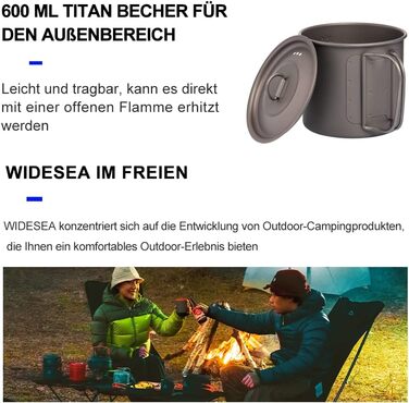 Туристична чашка з титану 600 мл widesea