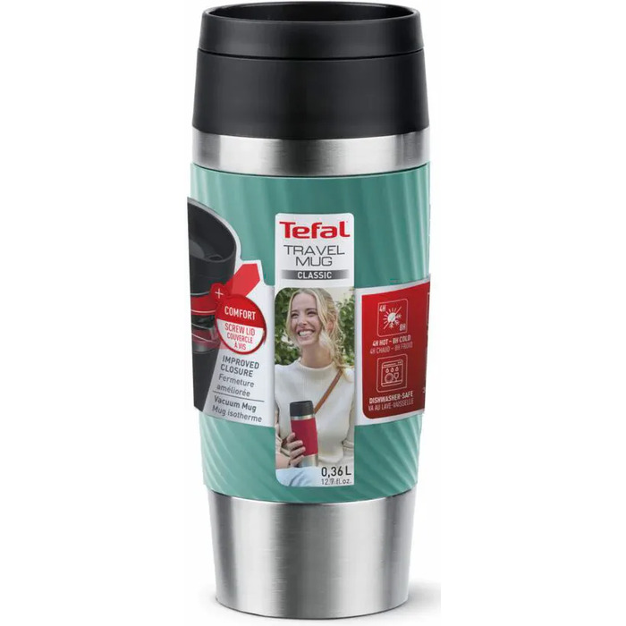 Tefal Термочашка Travel Mug Classic Twist, 360мл, нержавіюча сталь, зелений