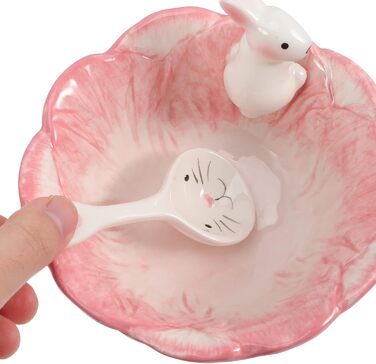 Набір мисок у формі кролика з ложкою рожевий BOSUGE