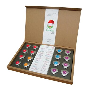 Чайний адвент-календар 2025 24 високоякісні розсипні чаї в елегантних чайних бляшанках Ручна робота З Різдвом Христовим, З Новим роком (Набір), Ханука - даруйте зараз на Різдво 2025 220 г (Зимове видання XXL)