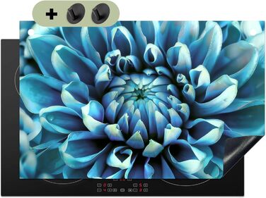 Фартух для плити, кухонний фартух, вініл, 78x52 см, декор для кухні, облицювання стіни, кришка для плити - сіро-чорний (синій - жоржина, 52,7Д x 81,6Ш см)