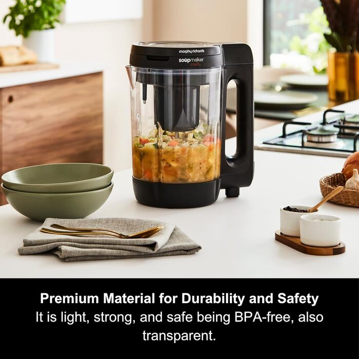 Суповарка Morphy Richards Clarity об&39ємом 1,6 л, контроль порцій, 9 функцій, інтелектуальна технологія реакції, підтримка тепла, суповарка та смузі, білий та чорний кольори, 501050