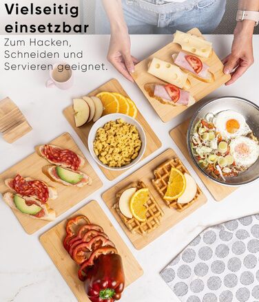 Набір дерев'яних обробних дощок Deco haus з міцної акації 2 см завтовшки - дошки з жолобком для соку - кухонні дерев'яні дошки 40x30, 33x24, 26x18 см - набір дерев'яних дощок (6 шт., бамбук)