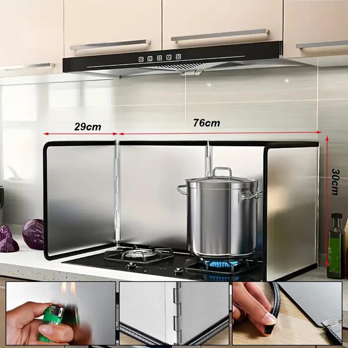 Защита от брызг для плиты 76 х 29 х 30 см BAOSROY