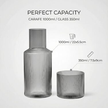 Набір скляної графіну з чашкою 1 л AOSEE