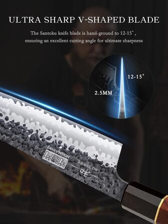 Кухонний ніж ручного кування, лезо 18 см HOSHANHO Santoku