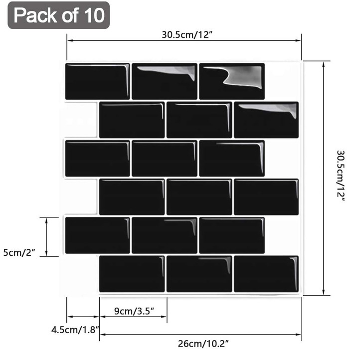 Набір з 10 3D-наклейок на плитку 30 х 30 см Yoillione