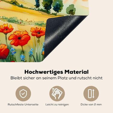Фартух для плити, кухонний фартух, вініл, 78x52 см, декор для кухні, облицювання стіни, кришка для плити - сіро-чорна (квітковий пейзаж, 52,7Д x 91,6Ш см)