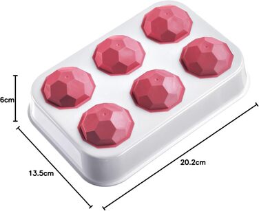 Льодогенератор Westmark Ice Cube Maker Cube форма для льоду з кришкою, для приготування 6 великих кубиків льоду, прозорий/червоний/білий пластик, без BPA, великий (круглий, великий)
