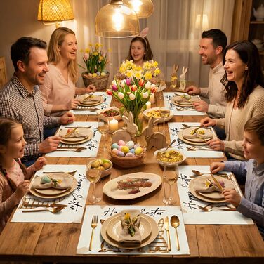 Великодні серветки &quotЩасливого Великодня&quot з коричневим кроликом, набір з 4 шт. , 32x45 см, весняний різдвяний килимок, серветки, що миються, прикраса для кухні-вечірки (коричневий, 32 x 45 см)