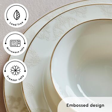 Набор посуды Karaca Siena из 56 предметов на 12 человек, обеденный сервиз, столовый сервиз для костей нового поколения, продуманный дизайн, прочный, безопасен для морозильной камеры, прост в уходе, круглый дизайн